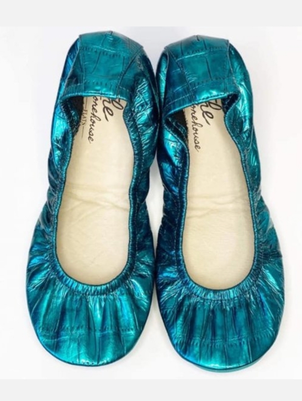 Metallic Teal Ballet Flats - Collapsible Shoes